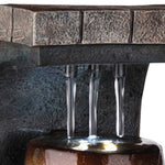 Benzara BM95352 C Shaped Polyresin Frame Fountain with Tapered Base and Led Lights, Brown