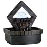 Benzara BM95353 Geometric Polyresin Frame Fountain with Crystal Like Plastic Ball, Brown