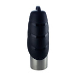 Benzara Plastic Fin Cap Pet Travel Water Bottle in Stainless Steel, Large, Silver and Black-Set of 6