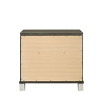 Benzara 2 Drawer Wooden Nightstand with Mirror Accent and Acrylic Legs, Taupe Brown
