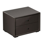 Benzara Leatherette Wooden Nightstand with 2 Drawers, Taupe Brown