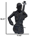 Violin Player Statue Sculpture in Patina Black Finish by The Urban Port