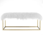 Modway Anticipate White Sheepskin Bench