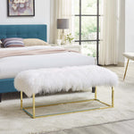 Modway Anticipate White Sheepskin Bench