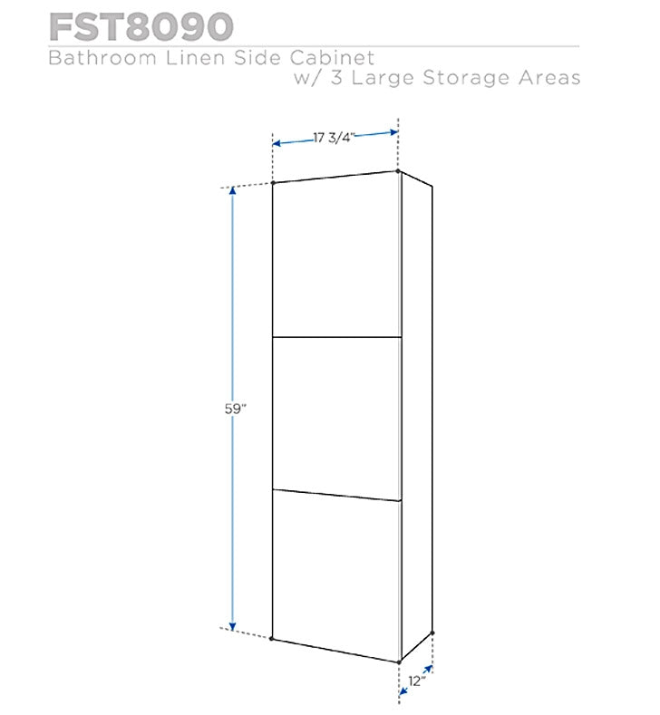 Fresca Torino Gray Tall Bathroom Linen Side Cabinet