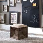Uttermost Jia upholstered footrest with woodtone base