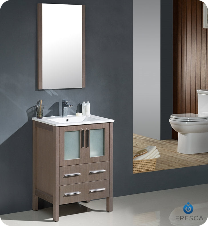 Fresca Quadro White Pedestal Sink W Medicine Cabinet - Modern Bathroom Vanity