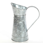 Benzara Galvanized Metal Pitcher with Embossed Design, Gray