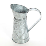 Benzara Galvanized Metal Pitcher with Embossed Design, Gray