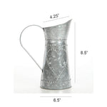 Benzara Galvanized Metal Pitcher with Embossed Design, Gray