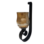 Benzara Scroll Design Metal Frame Vertical Wall Mounted Candle Holder Sconce,Set of 2, Bronze