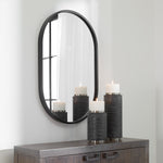 Uttermost Designer Varina Minimalist Oval Black Frame Wall Mirror