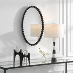 Contemporary Oval Wall Mirror – Uttermost Serna Matte Black, 20×30 in