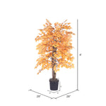 Vickerman TBU2240-06 4' Golden Aspen Bush in Black Plastic Pot