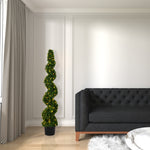Vickerman TP170460LED 5' Artificial Green Boxwood Spiral Tree