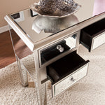 The Urban Port 5 Drawer Wooden Console Table with Mirror Inserts, Silver and Gray