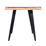 The Urban Port Square Wooden End Table with Sunburst Design Glass Inserted Top, Multicolor