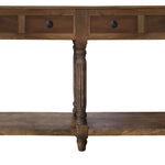 The Urban Port Traditional Wooden Console Table with 4 Drawers and Turned Legs, Brown