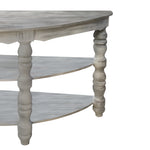 The Urban Port Half moon Shaped Wooden Console Table with 2 Shelves and Turned Legs, Gray