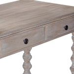 The Urban Port 2 Drawer Classic Wooden Desk with Turned Leg Support, Distressed Brown