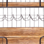 The Urban Port Metal Frame Bar Cart with Wooden Top and 2 Shelves, Black and Brown