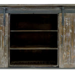 The Urban Port 60 `` Wooden Console with Barn Style Sliding Door Storage,Distressed Brown