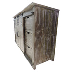 The Urban Port 60 `` Wooden Console with Barn Style Sliding Door Storage,Distressed Brown
