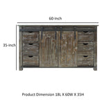 The Urban Port 60 `` Wooden Console with Barn Style Sliding Door Storage,Distressed Brown