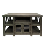 The Urban Port 52 `` Handmade Wooden TV Stand with 2 Glass Door Cabinet, Distressed Gray