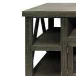 The Urban Port 52 `` Handmade Wooden TV Stand with 2 Glass Door Cabinet, Distressed Gray