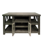 The Urban Port 52 `` Handmade Wooden TV Stand with 2 Glass Door Cabinet, Distressed Gray
