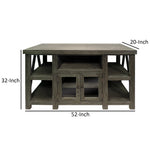 The Urban Port 52 `` Handmade Wooden TV Stand with 2 Glass Door Cabinet, Distressed Gray