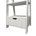 The Urban Port 4 Shelf Wooden Ladder Bookcase with Bottom Drawer, Antique White