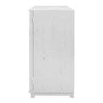 The Urban Port Wooden Side Table with Geometric Mirro Door Cabinet, White