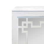 The Urban Port Wooden Side Table with Geometric Mirro Door Cabinet, White