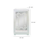 The Urban Port Wooden Side Table with Geometric Mirro Door Cabinet, White