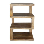 The Urban Port Etagere Stacked Cube Design Mango Wood End SideTable with 3 Shelves, Brown