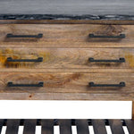 The Urban Port Mango Wood Accent Storage Side Table with 3 Drawers and Slatted Bottom Shelf, Brown