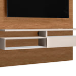 The Urban Port 53 Inch Wall Mounted Entertainment TV Media Console with Shelves, White and Brown