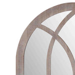 The Urban Port Arched Farmhouse Windowpane Wooden Wall Mirror, Washed Brown