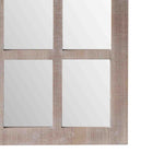 The Urban Port Arched Farmhouse Windowpane Wooden Wall Mirror, Washed Brown