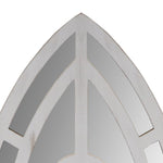 The Urban Port Arched Window Pane Wooden Wall Mirror with Trimmed Details, Silver