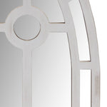 The Urban Port Arched Window Pane Wooden Wall Mirror with Trimmed Details, Silver