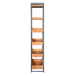 The Urban Port 74 `` 6-Tier Wooden Ladder Storage Bookshelf with Metal Frame, Brown and Black