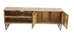The Urban Port Industrial Style Mango Wood and Metal Tv Stand with Storage Cabinet, Brown