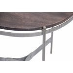 The Urban Port Wooden Round Top Table With 3-Leg Metal Stand, Natural Wood Brown