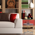 The Urban Port Wooden Round Top Table With 3-Leg Metal Stand, Natural Wood Brown