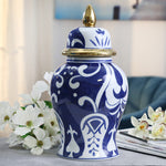 Sagebrook Home VC10467-02 White/Blue Temple Jar