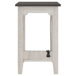 Benzara Wooden Side End Table with USB Ports and Power Cord, Antique White and Gray