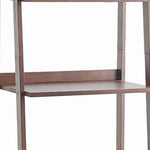 Benzara Three Tier Wooden Ladder Shelf with Storage Compartment, Dark Brown